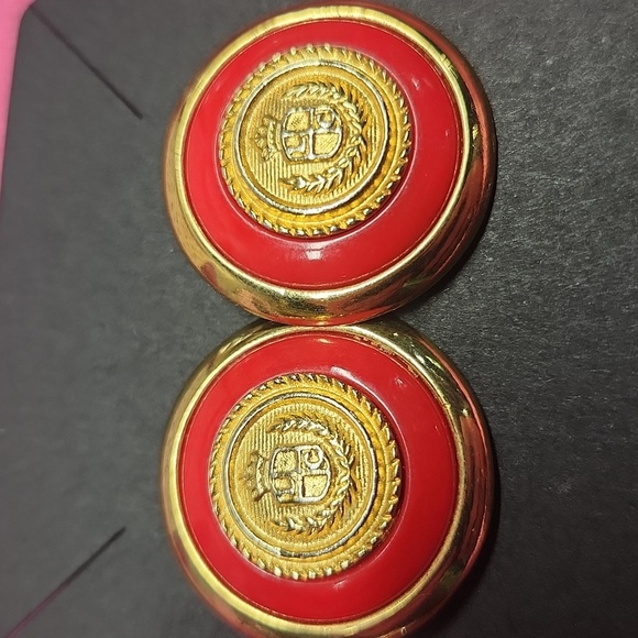 Elegant Red and Gold Earrings - Picture 2 of 4